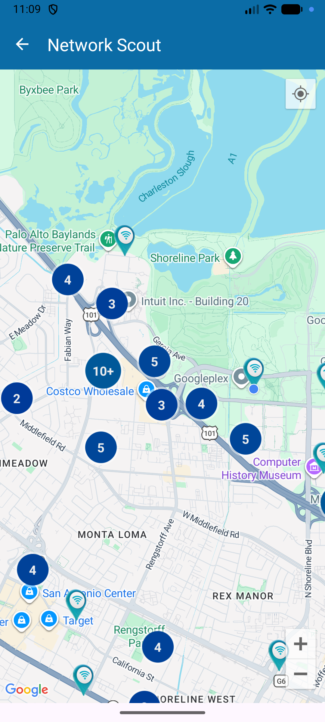 Community WiFi map showing hotspots nearby